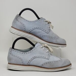 Cole Haan Women’s 8.5B Lunargrand Light Blue Suede Wingtip Casual Oxford Shoes